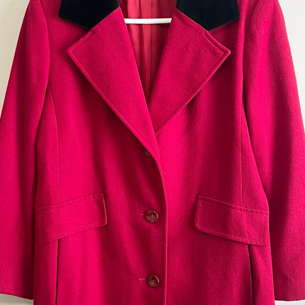 Vintage Forecaster of Boston 100% Wool Velvet Collar Long Coat - Picture 3 of 5